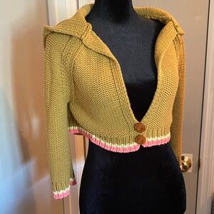 Free People Mustard and Pink Knit Cardigan